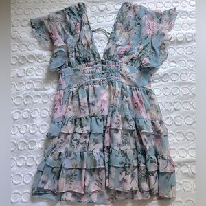 NWT Oliviaceous Floral Ruffle Mini Dress Medium